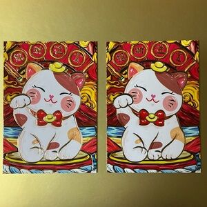 Cat with Gold Ingot Hat Red Paper Envelope